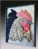  ?? SUNDIE RUPPERT VIA AP ?? This March 2018 photo provided by Sundie Ruppert shows the Silver Penciled Rock Rooster artwork she made with her husband, Brad Ruppert, at their Des Moines, Iowa, studio. The mixed-media art includes hat maker’s felt remnants, metal flashing and...