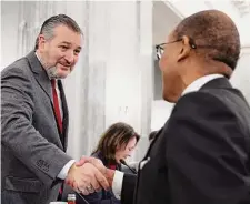  ?? Anna Moneymaker/Getty Images ?? Sen. Ted Cruz questioned acting FAA Administra­tor Billy Nolen over how a recent scare between two flights in Austin happened.