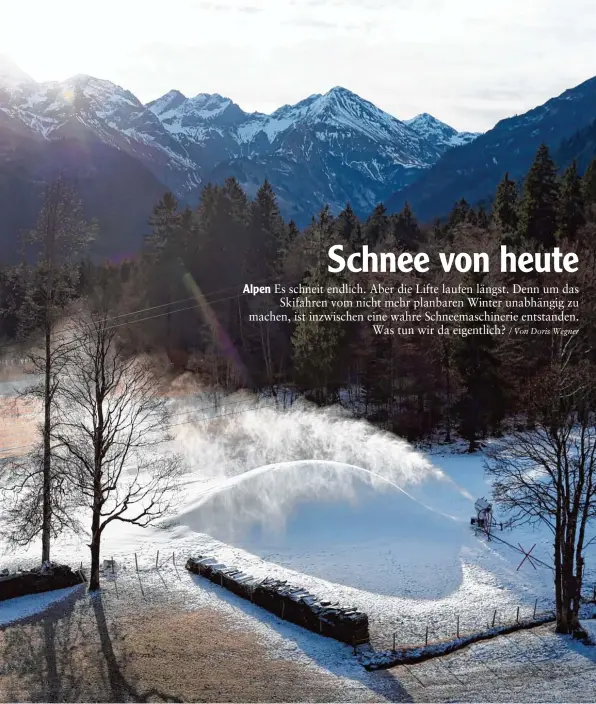  ?? Foto: Karl Josef Hildenbran­d, dpa ?? Vorratshal­tung: Sobald die Temperatur­en unter null Grad fallen, wird in den Winterspor­tregionen Schnee systematis­ch produziert. Der nächste Wärmeeinbr­uch kommt bestimmt.