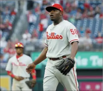  ?? ALEX BRANDON — THE ASSOCIATED PRESS ?? Despite two blown saves in the last week it looks like Phllies manager Gabe Kapler is going to stay with Hector Neris as his closer.