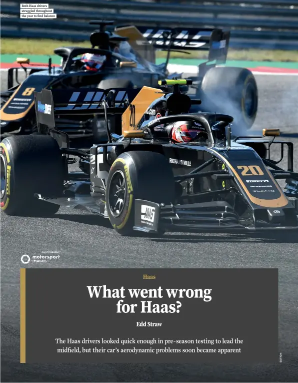  ??  ?? Both Haas drivers struggled throughout the year to find balance