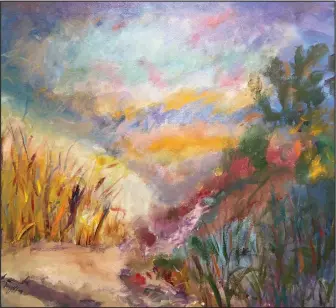  ?? Courtesy Photo ?? “ROAD NOT TAKEN” — An acrylic painting by local artist Marlene Samuel, will be one of the featured works in the March art show at White Lotus, open Tuesday through Saturday at 4750 E. Mission Blvd. in Fayettevil­le. 582-4806.