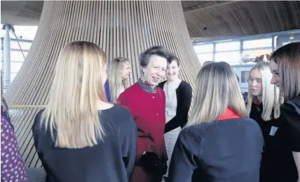 ??  ?? > The Princess Royal met girls from south Wales schools as part of an initiative to encourage more girls and young women to consider careers in science and technology
