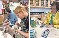  ??  ?? Lakeview-Fort Oglethorpe High School art students work on pottery and water color greeting cards for their Dec. 4-5 art sale.