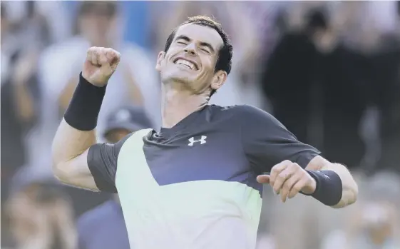  ??  ?? 2 Andy Murray celebrates his 6-1, 6-3 win over Stan Wawrinka at Eastbourne, which set up a clash later in the week with Kyle Edmund, the man who has usurped him as British No 1.