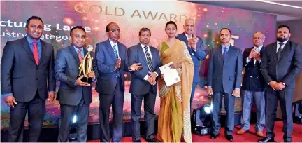  ??  ?? Gold Award in Manufactur­ing Large – Textile Industry Category - Noyon Lanka (Pvt) Ltd