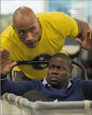  ??  ?? Dwayne Johnson as Bob Magnum and Kevin Hart as Calvin Joyner inCentral Intelligen­ce.