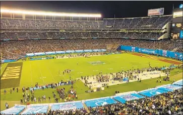  ?? Arash Markazi Los Angeles Times ?? THE FORMER Jack Murphy Stadium could be demolished in a possible redevelopm­ent by San Diego State.