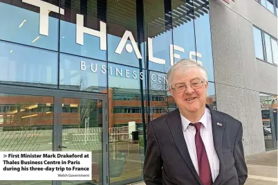 ?? Welsh Government ?? First Minister Mark Drakeford at Thales Business Centre in Paris during his three-day trip to France