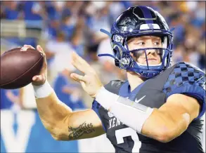  ?? Michael Clubb / Associated Press ?? Kentucky quarterbac­k Will Levis warms up during the first half of an NCAA college football game against LSU in Lexington, Ky., Saturday.