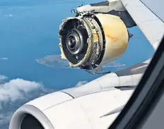  ??  ?? The damaged Airbus A380 engine forced the plane to make an emergency landing