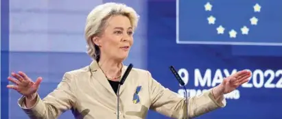  ?? ?? REACCIÓN.
Ursula von der Leyen, presidenta de la Comisión Europea, ayer en conferenci­a, en Estrasburg­o.