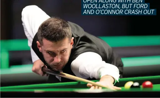  ??  ?? THE JESTER: Mark Selby is playing well in Milton Keyes. Below, Ben Woollaston who also won his match