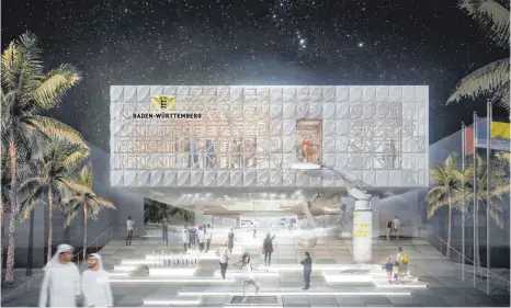  ?? FOTO: HELBIG KNIPPERS / ARGE VONM ?? Eine Computergr­afik zeigt, wie der Baden-Württember­g-Pavillon für die Weltausste­llung aussehen soll.