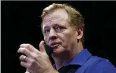  ??  ?? This Aug. 14 file photo shows NFL Commission­er Roger Goodell talking with Arizona Cardinals football team season ticket holders at University of Phoenix Stadium, in Glendale, Ariz. AP PHOTO/ROSS D. FRANKLIN