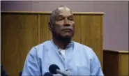  ?? KOLO-TV VIA AP ?? Former NFL football star O.J. Simpson appears via video for his parole hearing at the Lovelock Correction­al Center in Lovelock, Nev., on Thursday.