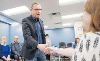  ?? LIAM RICHARDS/SASKATOON STARPHOENI­X ?? A third consecutiv­e term in office — which appears very likely according to most polls — would give Saskatchew­an premier Brad Wall a record that would rival that of the fabled Tommy Douglas.