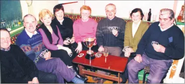  ?? ?? Some of the participan­ts in The Final Furlong St Patrick’s night 45 drive, pose for a pre-tournament photo call l-r: Tom O’Dowd, Tom Draper, Mary Murphy, Kathleen Hill, Breda McCarthy, Pat Noonan, Eileen O’Keeffe and Pat O’Leary.