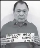  ?? EDD GUMBAN ?? Former Bureau of Correction­s officer-in-charge Rafael Ragos poses for a mugshot at the NBI yesterday.