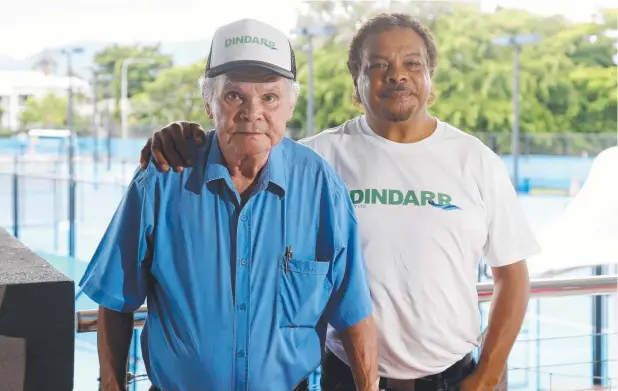  ?? Picture: STEWART McLEAN ?? EXCITING OUTLOOK: Bobby Sands (left), the skipper of the original ferry at Yarrabah, with new Dindarr ferry proponent Les Murgha of Yarrabah.