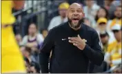  ?? ETHAN MILLER — GETTY IMAGES ?? Lakers coach Darvin Ham says he's been happy with the team's spacing on offense in the first two preseason games.