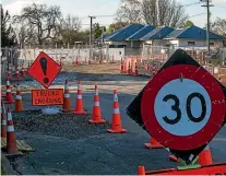  ?? PHOTO: JOSEPH JOHNSON/STUFF ?? Shabby and earthquake damaged roads are still a hazard for Christchur­ch drivers.