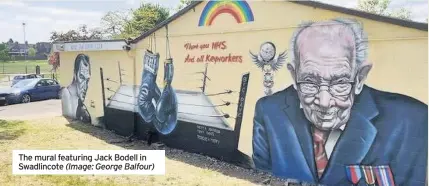  ??  ?? The mural featuring Jack Bodell in Swadlincot­e