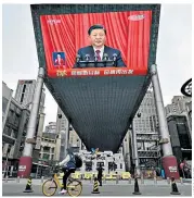  ?? ?? Xi Jinping, the Chinese president, delivers a speech at the closing session of the National People’s Congress in Beijing