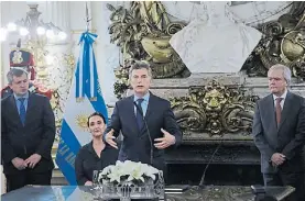  ??  ?? Discurso. El lunes Macri en la Rosada cuando habló de “mafias”