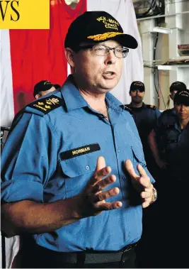  ?? SGT MATTHEW MCGREGOR / CANADIAN FORCES COMBAT CAMERA ?? Canadian Navy Vice-Admiral Mark Norman has been removed from his position but there has been no official indication of what he is accused of doing.