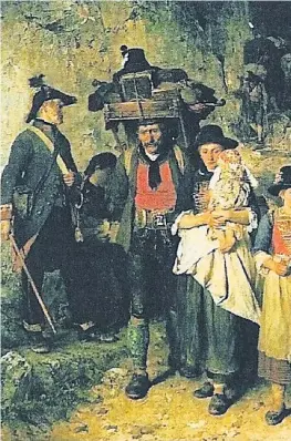  ?? Tiroler Landesmuse­um ?? Das berühmte Gemälde von Mathias Schmid über den Weg der Zillertale­r Protestant­en („Der letzte Blick zurück“) von 1877.