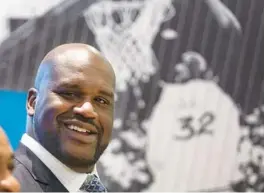  ?? STEPHEN M. DOWELL/ORLANDO SENTINEL ?? Shaquille O’Neal smiles as he is inducted into the Magic Hall of Fame on March 27, 2015, at the Amway Center in Orlando.