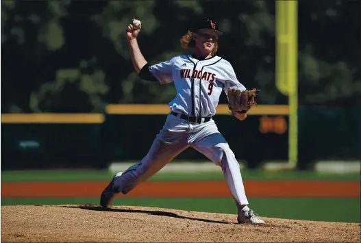  ?? PHOTO BY KEITH THARP — ARCHIVES ?? Los Gatos High School pitcher Graham Hinsche (9) throws a strike in the early innings of a 2019 game. contacts for a baseball or softball tournament was increased to 28, with tournament­s counting as one contact for each game; the North Coast Section’s attempt to waive the sit-out period for the remainder of the school year failed; and the San Diego Section successful­ly added girls’ beach volleyball as a Cifsanctio­ned sport.
• The Federated Council also voted on three proposals: The number of allowable
Boulder Ridge GC, No. 7, 172 yards, 4-hybrid.
Silver Creek Valley CC, No. 4, 127 yards, 8-iron.