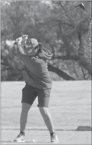  ?? Photo by Michael O’Callaghan ?? Sweetwater’s Logan Ham prepares to hit a tee shot at the Carola Martin Invitation­al tournament.