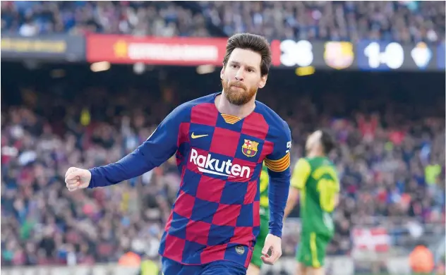  ??  ?? ↑
Messi has scored seven quadruples in his career which has underlined his ability to drag the troubled team through even in the most turbulent of periods.