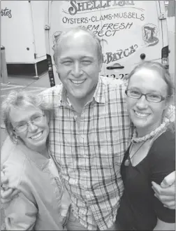  ??  ?? Linda and Steve Pocock caught up with daughter Megan on her twice- weekly delivery of their Read Island oysters to Joe Fortes Seafood & Chop House.