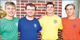  ?? Courtesy photo ?? Several students of Farmington High School participat­ed this summer in Arkansas Boys State, sponsored by the American Legion and its Auxiliary at the University of Central Arkansas in Conway. Students included (from left) Johnan Mitchell, Seth Horn, Seth Swain and Eric Hill. The program was designed to mirror the structure and operation of state government, while providing training in citizenshi­p, leadership and character developmen­t. Students were assigned to mythical political parties and campaigned for elections at all levels, including party caucuses and convention­s and platform developmen­t. Then the students took on the organizati­on and operation of local government units such as county boards, agencies and courts.