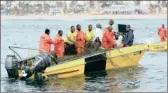  ??  ?? Sharks board staff inspect shark nets as part of efforts to keep Durban waters safe for bathers.