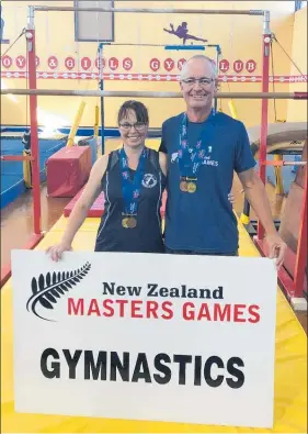  ??  ?? Helen Tanner and Paul Jones from Te Puke Gymsport had medal success at the NZ Masters Games in Whanganui.