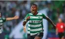  ?? Images ?? Arthur celebrates sealing Sporting Lisbon’s victory. Photograph: Carlos Rodrigues/Getty