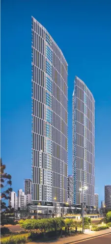  ?? ?? Artist impression of towers approved for Main Place in Broadbeach