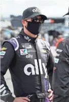  ?? JASON MINTO/AP ?? Jimmie Johnson is seen before a Cup Series race Aug. 22 at Dover Internatio­nal Speedway.