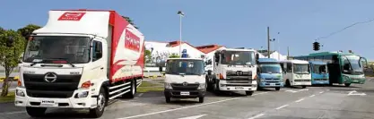  ??  ?? Hino’s new fleet of Euro-4 compliant vehicles includes refrigerat­ed vans, cargo cranes, dump trucks, cab and chassis trucks, tractor heads, wing vans, the Cerito bus, the Grandeza bus, and modern Hino jeepneys.