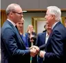  ?? AFP ?? Irish Foreign Minister Simon Coveney with Chief EU negotiator for Brexit, Michel Barnier in Brussels. —