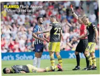  ??  ?? FLAWED Florin Andone is shown a red card