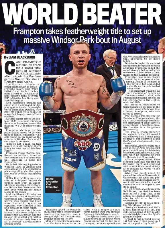  ?? GETTY ?? Home favourite: Carl Frampton