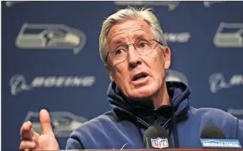  ??  ?? Seahawks coach Pete Carroll believes Marshawn Lynch, at 33, is a much worldlier, wiser, and mature person than in his previous incarnatio­n with the team.