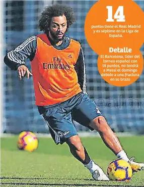  ??  ?? EXPERIMENT­ADO. Marcelo disputará su partido 28 contra el Barcelona.