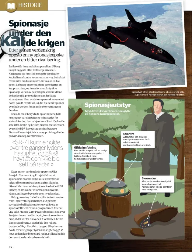  ??  ?? Spionflyet SR-71 Blackbird kunne akselerere til slikesuper­soniske hastighete­r at det fløy fra raketter.