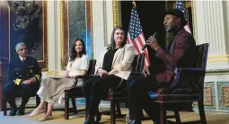  ?? SUSAN WALSH/AP ?? Aloe Blacc, right, speaks during an event Tuesday at the White House. He is joined by Surgeon General Dr. Vivek Murthy, from left, Ashley Judd and Shelby Rowe.